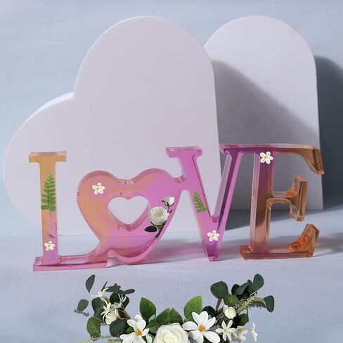 2 PCS Large Resin Mold, Epoxy Resin Molds Silicone, Heart+Love Resin Molds for Flowers Preservation in Kuwait