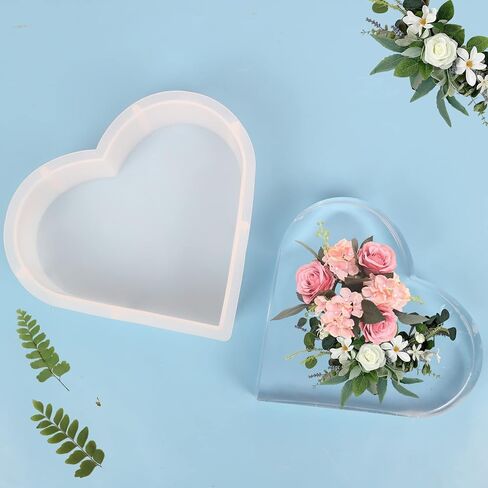 2 PCS Large Resin Mold, Epoxy Resin Molds Silicone, Heart+Love Resin Molds for Flowers Preservation in Kuwait