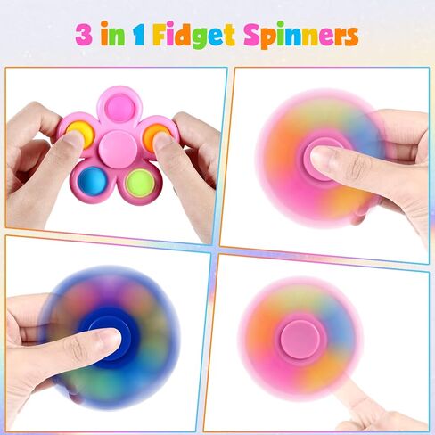 GOHEYI 20 Pack Fidget Spinners Pop Toys for Kids,Return Gifts Birthday, Christmas Party Supplies Mini Fidget Spinners Bulk for Kids in Kuwait