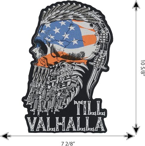 nuttui Till Valhalla American Flag Viking Skull Large Embroidered Motorcycle Jacket & Biker in Kuwait