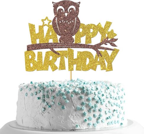 MonMon & Craft Elephant Happy Birthday Cake Topper/Baby Children 1st Birthday Zoo Cake Decor/Baby Shower/Cute Elephant Wild Animal Theme Birthday Party Decorations - Gold Glitter (Elephant) in Kuwait