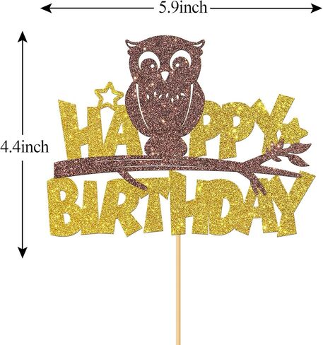 MonMon & Craft Elephant Happy Birthday Cake Topper/Baby Children 1st Birthday Zoo Cake Decor/Baby Shower/Cute Elephant Wild Animal Theme Birthday Party Decorations - Gold Glitter (Elephant) in Kuwait