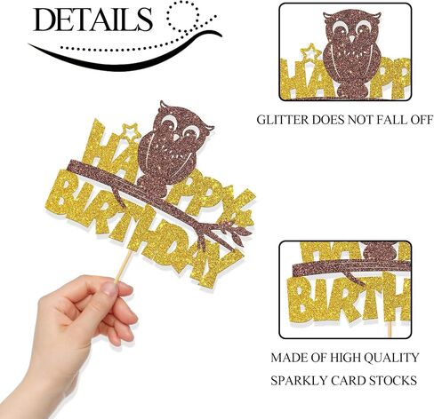 MonMon & Craft Elephant Happy Birthday Cake Topper/Baby Children 1st Birthday Zoo Cake Decor/Baby Shower/Cute Elephant Wild Animal Theme Birthday Party Decorations - Gold Glitter (Elephant) in Kuwait
