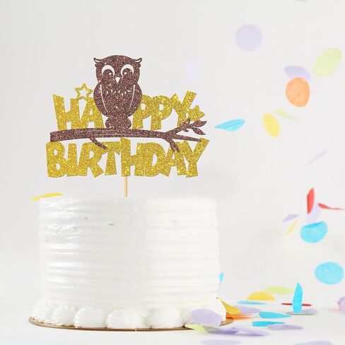 MonMon & Craft Elephant Happy Birthday Cake Topper/Baby Children 1st Birthday Zoo Cake Decor/Baby Shower/Cute Elephant Wild Animal Theme Birthday Party Decorations - Gold Glitter (Elephant) in Kuwait