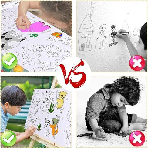 2 قطعة من لفة ورق التلوين مقاس 118 × 11.8 بوصة للأطفال، لفة ورق رسم لاصقة، ورق تعبئة ملون للرسم بنفسك، ألعاب تعليمية للأطفال، هدية مثالية لحفلات أعياد الميلاد وعيد الميلاد للأطفال (الحيوانات والديناصورات) in Kuwait