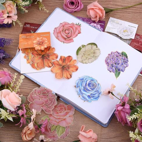 80Pcs Flower Stickers, Scrapbook Supplies,Scrapbook Stickers for Large Floral Stickers for Journaling Supplies Aesthetic with Sticker Scraper Kit Junk Journal in Saudi Arabia