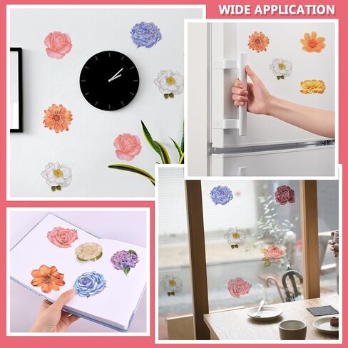 80Pcs Flower Stickers, Scrapbook Supplies,Scrapbook Stickers for Large Floral Stickers for Journaling Supplies Aesthetic with Sticker Scraper Kit Junk Journal in Saudi Arabia