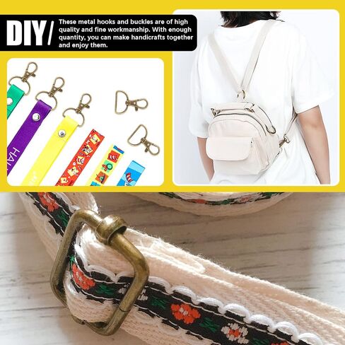 Mardatt 100 PCS 3 Colors Hardware Buckles Kit including D-Ring, Triangle Slide Square Rings Magnetic Snap Swivel Clasp Hooks in Kuwait