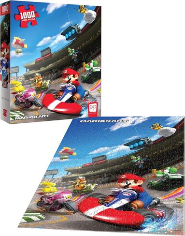 Mario Kart 1,000 Piece Jigsaw Puzzle | Collectible Puzzle Featuring Mario, Princess Peach, Bowser, Yoshi, and Luigi from The Popular Racing Video Game | Officially Licensed Nintendo Merchandise in Saudi Arabia
