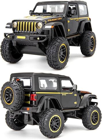 بيد تاكت متوافقة مع سيارة جيب رانجلر روبيكون بمقياس 1:24، لعبة سيارة لعبة مصبوبة بالسحب للخلف مع صوت وضوء للاطفال الاولاد والبنات لون اسود in Kuwait