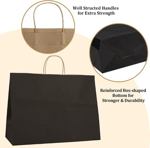 Poever Kraft Paper Wine Bags with Handles 5.25x3.25x13 inch for Whiskey Spirits Bottles 25PCS Bluk, Brown Gift Bags Shopping Bags Party Bags Retails Bags Wrapping Bags in Kuwait
