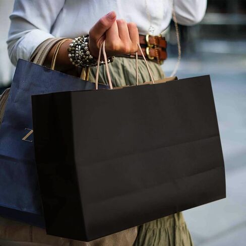 Poever Kraft Paper Wine Bags with Handles 5.25x3.25x13 inch for Whiskey Spirits Bottles 25PCS Bluk, Brown Gift Bags Shopping Bags Party Bags Retails Bags Wrapping Bags in Kuwait
