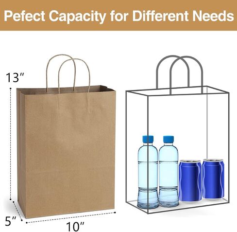 Poever Kraft Paper Wine Bags with Handles 5.25x3.25x13 inch for Whiskey Spirits Bottles 25PCS Bluk, Brown Gift Bags Shopping Bags Party Bags Retails Bags Wrapping Bags in Kuwait