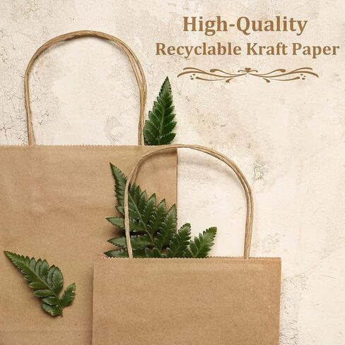 Poever Kraft Paper Wine Bags with Handles 5.25x3.25x13 inch for Whiskey Spirits Bottles 25PCS Bluk, Brown Gift Bags Shopping Bags Party Bags Retails Bags Wrapping Bags in Kuwait