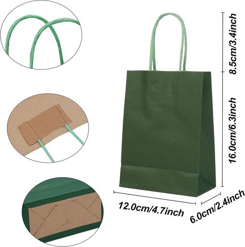 AMAZING TIME 4.72x2.36x6.3 Inch Paper Kraft Bags Gift Wrapping Bags with Handles Bulk Small Size for Birthday Wedding Party Favors Small Business Goodie Shopping Treat Candy (40) in Kuwait