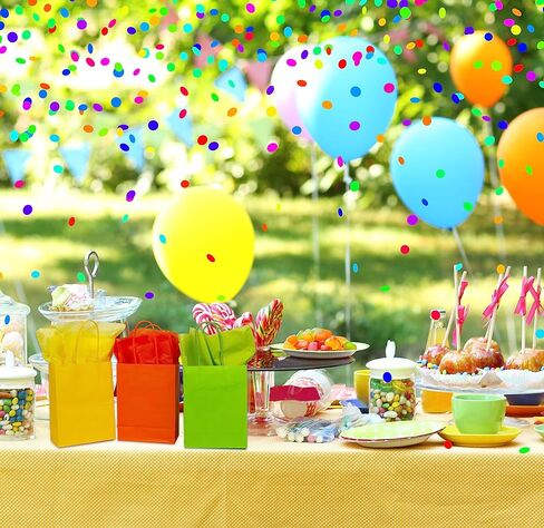 AMAZING TIME 4.72x2.36x6.3 Inch Paper Kraft Bags Gift Wrapping Bags with Handles Bulk Small Size for Birthday Wedding Party Favors Small Business Goodie Shopping Treat Candy (40) in Kuwait