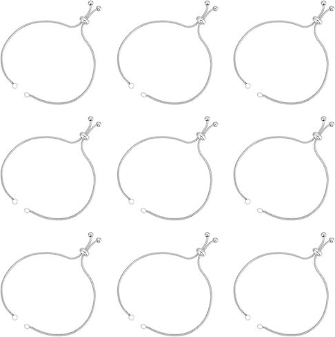UNICRAFTALE 10 ستراند 9 بوصة (230 ملم) من الفولاذ المقاوم للصدأ قابل للتعديل منزلق سوار سلسلة سوار منزلق مضاد للحساسية سلاسل تمديد مع أطراف كروية للنساء شبه تشطيب DIY in Kuwait