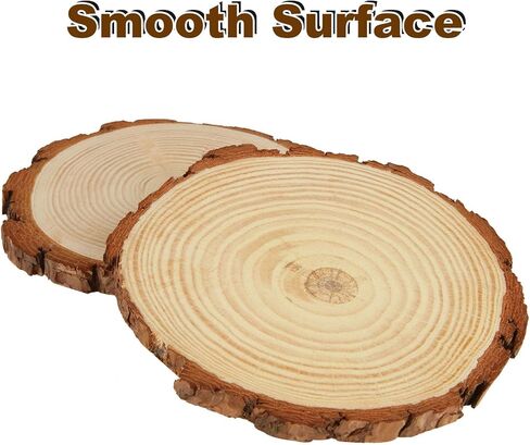 AKOLAFE 10 Pack Natural Wood Slices for Centerpieces Base Rustic Wood Slices for Crafts Large Wood Slice Ornaments Unfinished Wood Rounds Wooden Discs Circles Slab Tree Slices for Tables (6."3-6.7") in Kuwait