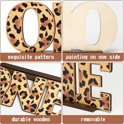 قطعة مركزية للطاولة الخشبية بنمط ليوبارد وايلد ون للاطفال الاولاد والبنات من جي 1 نجتار، لافتة على شكل حيوان سفاري على شكل فهد واحد لتزيين الطاولة لحفلات اعياد الميلاد الاول، مستلزمات حفلات استقبال in Kuwait