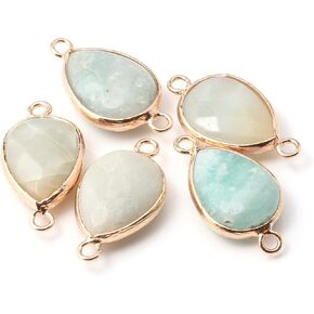 Natural Stone Connectors Faceted Water Drop Shape Pendants Links Charm for Jewelry Making 5 Pcs