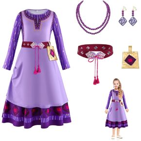 QFALCCYZ Wish Asha Costume for Girls Princess Dress Up Kids Cosplay Christmas Party Carnival Outfit with Accessories in Saudi Arabia
