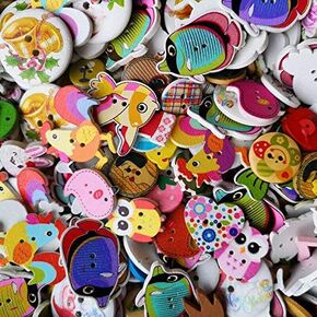 Chenkou Craft Assorted 100pcs Mix Sizes Styles Colors Wood Buttons Craft Sewing Button (Assorted, Assorted)
