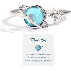 DANSOAN To My Daughter Fidget Ring for Women, Adjustable Spinner BeadsPlanet Teen Girl Adjustable To My Daughter Rings Anti Anxiety Cute Earth Moon Dainty Jewelry in Kuwait