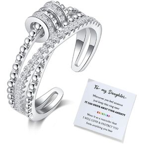 جن اكس ان خاتم فيدجيت تو ماي ابنت، خاتم فيدجيت لتخفيف القلق للنساء، خاتم قابل للتعديل لتخفيف القلق بالوان قوس قزح، هدايا مجوهرات in Kuwait