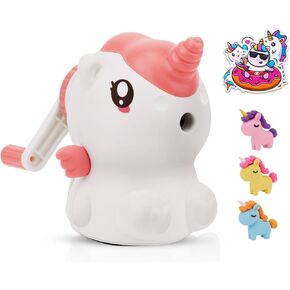 Unicorn Pencil Sharpener for Kids, Manual Pencil Sharpener for Colored Pencils, Cute Pencil Sharpener with Unicorn Erasers and Stickers for School Supplies, Classroom, Stationery for Kids Gifts in Kuwait