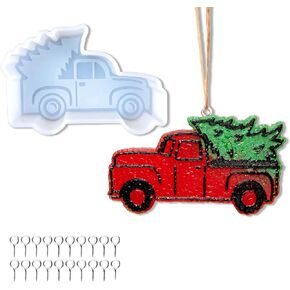 Christmas Truck Tree Car Freshie Molds, Rifanda Car Freshie Silicone Mold for Aroma Beads, Car Freshies, Soap Candle Wax Clay Plaster for DIY Christmas Home Decoration, White