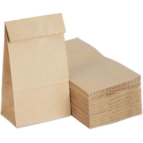 Kslong 100PCS Mini White Paper Bags, Small Paper Treat Bags l LB, Kraft Paper Sandwich Cookies Bags Bulk for Candy, Snack, Popcorn, Lunch, Party Favor, Thank You Gift Packaging 3.5x2.2x6.7 Inch