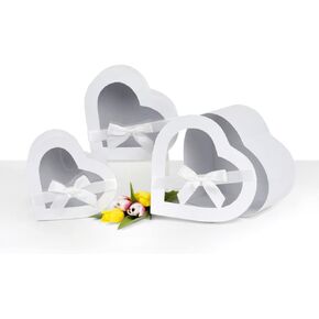 UNIKPACKAGING صناديق زهور عالية الجودة على شكل قلب، مجموعة من 3، علب هدايا لترتيبات الزهور والهدايا الفاخرة، مع أغطية، يتم شحنها من الولايات المتحدة الأمريكية (وردي)