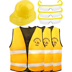 Puteraya 9 Pcs Kids Construction Costume Engineer Dress Up Set Construction Vest Hard Hat Goggles for Kids Halloween Cosplay in Kuwait