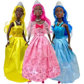 Princess Doll Set for Girls, 3 Little Dolls for Dollhouse Fairy Tale | 11.5" Princess Dolls for 3-12 Year Old Girls | Princess Toy Dolls with Pretty Mermaid Hair