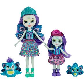 Enchantimals Patter & Piera Peacock Sister Dolls (6-in & 4-in) & 2 Animal Figures, Removable Skirt and Accessories, Great Gift for Kids Ages 3Y+ in Kuwait
