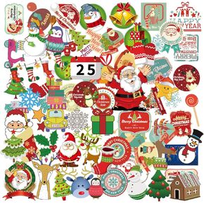 Christmas Decorations 100 Pcs Christmas Stickers Santa Snowflake Stickers for Kids , Merry Christmas Decorations Stickers for Envelopes Gifts Tags Crafts Windows Snowboard