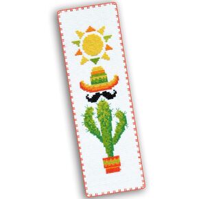 Cactus Mexicano Counted Cross Stitch Bookmark Kit for Adults - DIY Embroidery Book Marker Set with Paper Pattern, 16 Count Aida Canvas and Pre-Sorted Floss in Kuwait