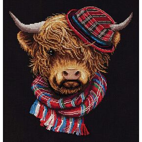 PANNA - Counted Cross Stitch Kit - Joe The Hipster - J-7202-16 Count - Aida Black - 9,65 x 9,84 inch - DIY kit in Kuwait