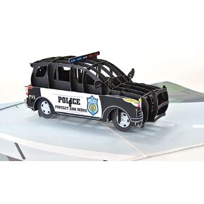 Police Car Pop Up Card for Birthday Party Retirement Fathers Day Policemen Academy Graduation All Occasions