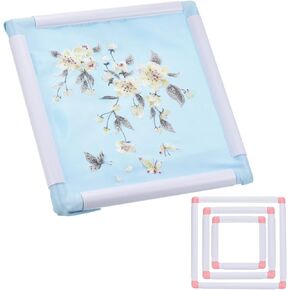 PATIKIL 3 Pieces Square Embroidery Hoop Cross Stitch Hoops Frames Rectangular Embroidery Snap Frame DIY Sewing Tools for Quilting Silk-Painting, Pink