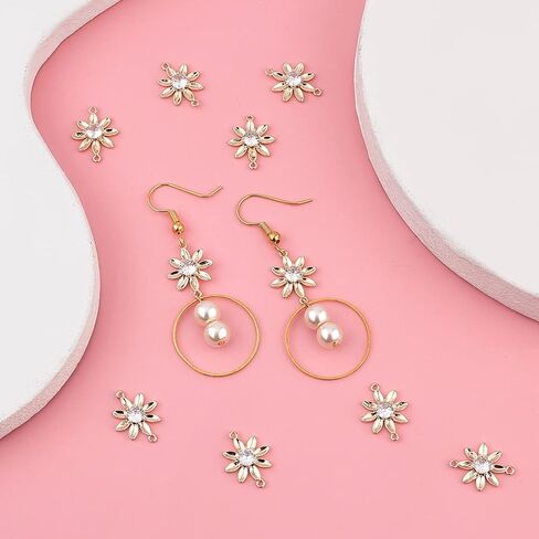 Beebeecraft 20 قطعة/صندوق 5 أنماط وصلات زركونيا مكعبة 18 قيراط نحاس مطلي بالذهب مسطح دائري مثلث مستطيل موصل سحر لصنع الأساور والقلائد in Kuwait