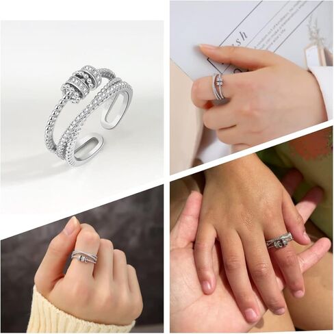 جن اكس ان خاتم فيدجيت تو ماي ابنت، خاتم فيدجيت لتخفيف القلق للنساء، خاتم قابل للتعديل لتخفيف القلق بالوان قوس قزح، هدايا مجوهرات in Kuwait