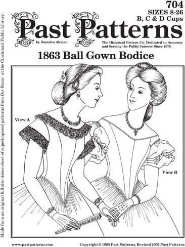 Past Patterns 0704-1860s Ball Gown Bodice Sewing Pattern in Saudi Arabia