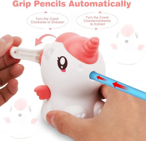 Unicorn Pencil Sharpener for Kids, Manual Pencil Sharpener for Colored Pencils, Cute Pencil Sharpener with Unicorn Erasers and Stickers for School Supplies, Classroom, Stationery for Kids Gifts in Kuwait