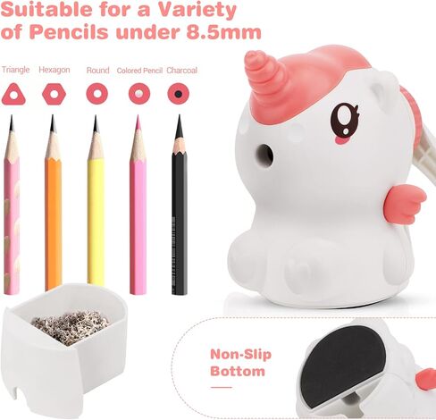Unicorn Pencil Sharpener for Kids, Manual Pencil Sharpener for Colored Pencils, Cute Pencil Sharpener with Unicorn Erasers and Stickers for School Supplies, Classroom, Stationery for Kids Gifts in Kuwait