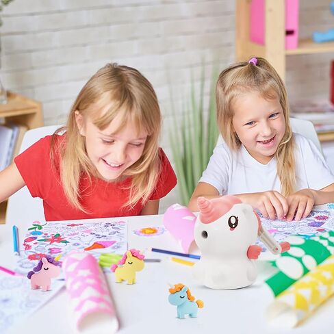 Unicorn Pencil Sharpener for Kids, Manual Pencil Sharpener for Colored Pencils, Cute Pencil Sharpener with Unicorn Erasers and Stickers for School Supplies, Classroom, Stationery for Kids Gifts in Kuwait