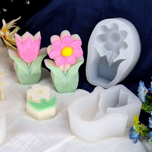 Hyunya Flower Shape Car Freshie Silicone Mold for Making Soap Aroma Beads Car Freshie, Pendant, Candle, Resin in Saudi Arabia