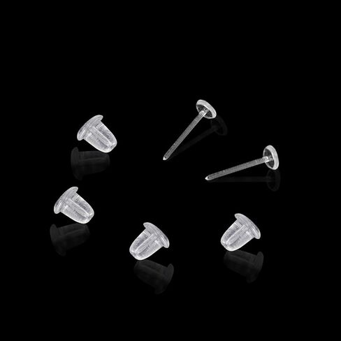 يويو ستور 100 قطعة (50 زوجًا) 100 قطعة من الأقراط المصنوعة من بلاستيك PVC مع 100 قطعة من سدادات الأذن البلاستيكية غير المرئية مقاس 3 × 12 ملم in Kuwait