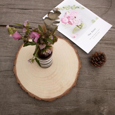 شرائح خشبية كبيرة غير مكتملة للقطع المركزية 1 قطعة 13-14 بوصة قطع مركزية من الخشب الطبيعي لديكور الطاولات، قطع مركزية لحفلات الزفاف الريفية، وجولات خشبية للحرف اليدوية، وأقراص الدوائر الخشبية in Kuwait