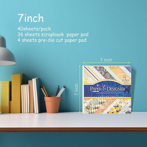 EAMOTOL الرجعية سكرابوكينغ ورقة الوسادة 7 "× 7"، 40 ورقة سوداء الأزهار منقوشة جانب واحد خلفية الزخرفية للحرف الكولاج اوريغامي مواد صناعة البطاقات هدية DIY ألبوم الصور in Kuwait